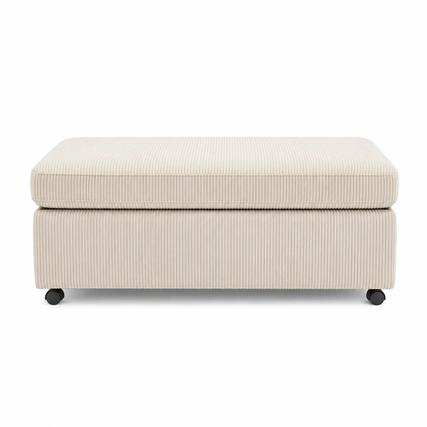 Cord Stoffbank mit Rollen Beige 120cm x 60cm x 45cm