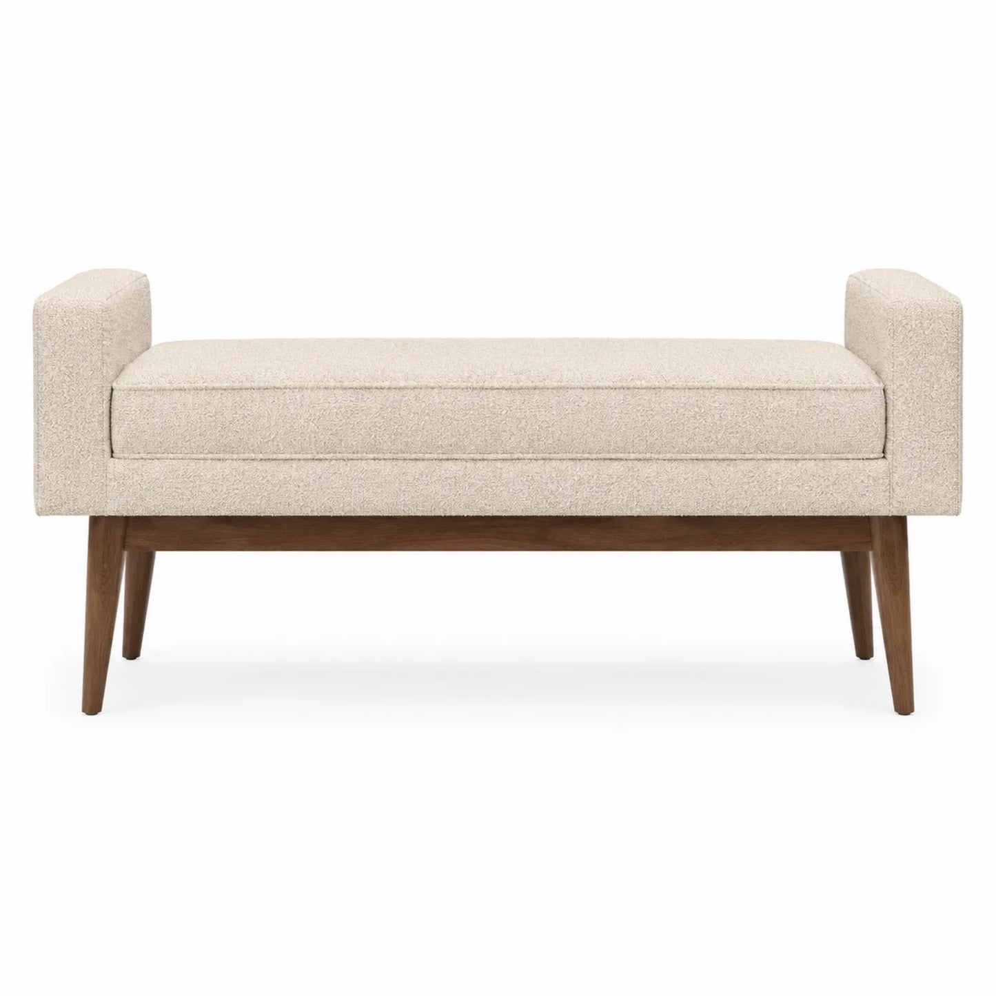 Sitzbank Bouclé Holz Creme 120 cm