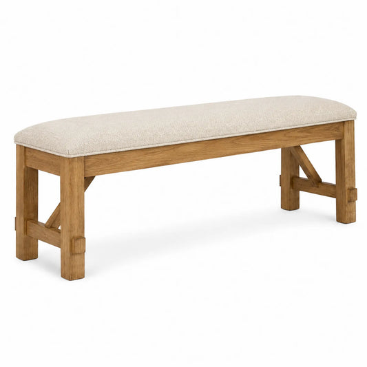 Holzbank mit Polyestergewebe Polsterung 100x35x45 cm