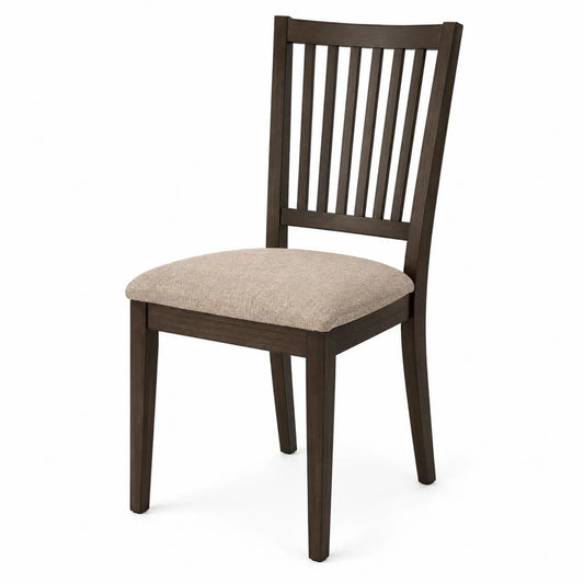 Esszimmerstuhl Holzrahmen Stoff Braun Beige