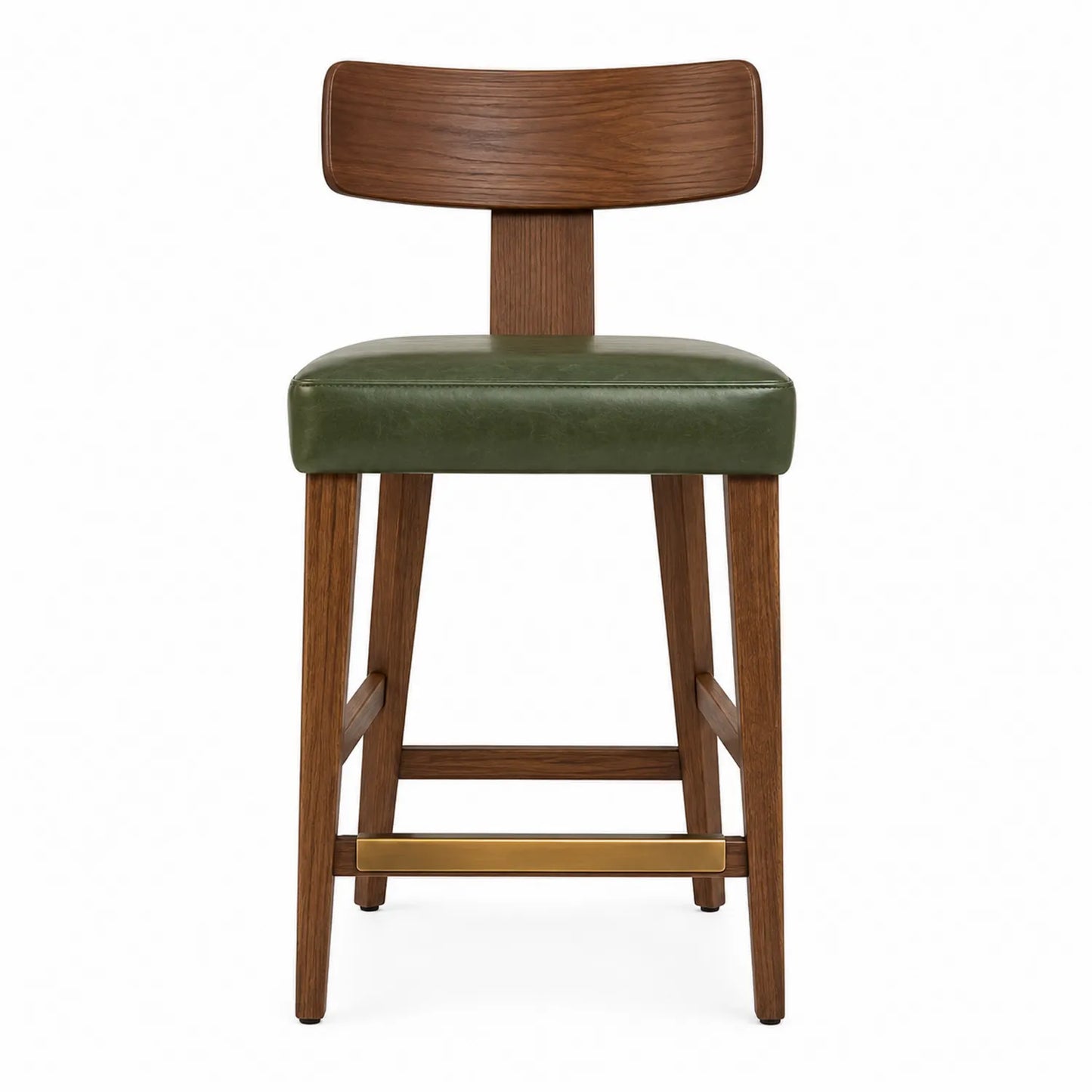Barhocker aus Eichenholz und PU-Leder Grün 95 cm
