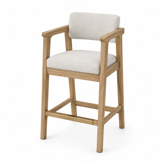 Barhocker Eiche Leinen Beige 110 cm