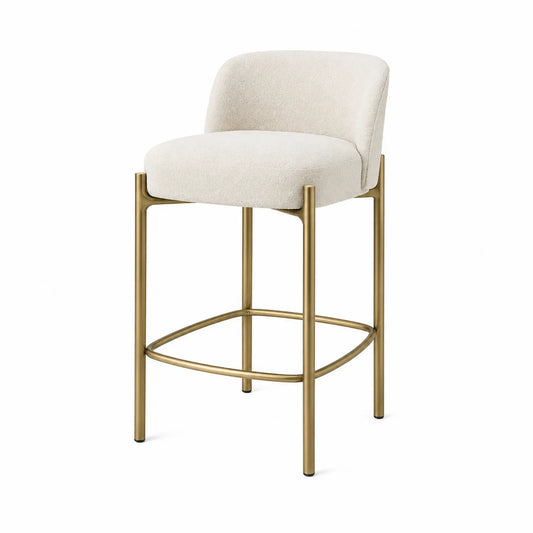 Barhocker mit Stoffbezug und Metallgestell, Beige, 100 cm