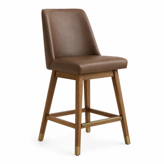 Barhocker Holzrahmen Kunstleder Braun