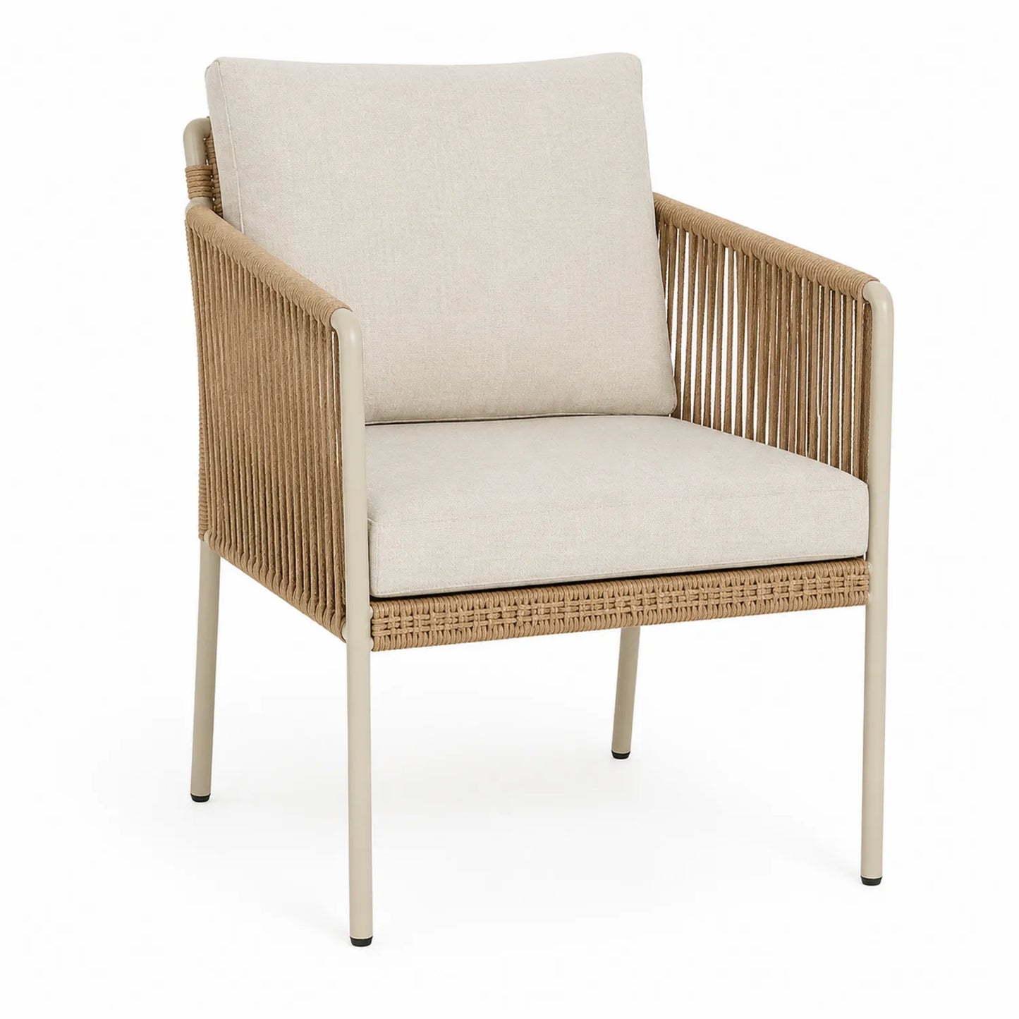 Gartenstuhl Aluminium Seil Beige 80cm x 70cm x 72cm