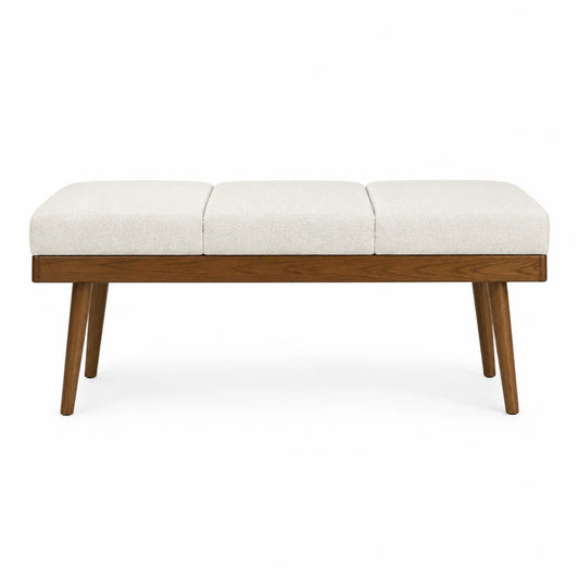 Holzbank mit Baumwollpolsterung Beige 120cm