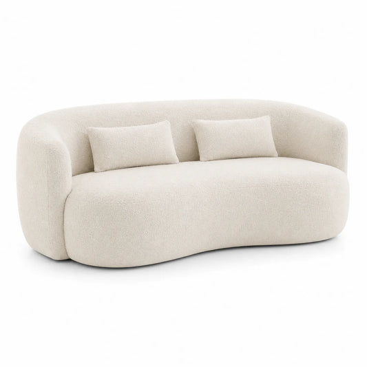 3-Sitzer Bouclé Sofa Cremeweiß