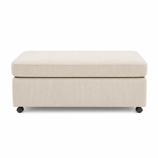 Cord Stoffbank mit Rollen Beige 120cm x 60cm x 45cm
