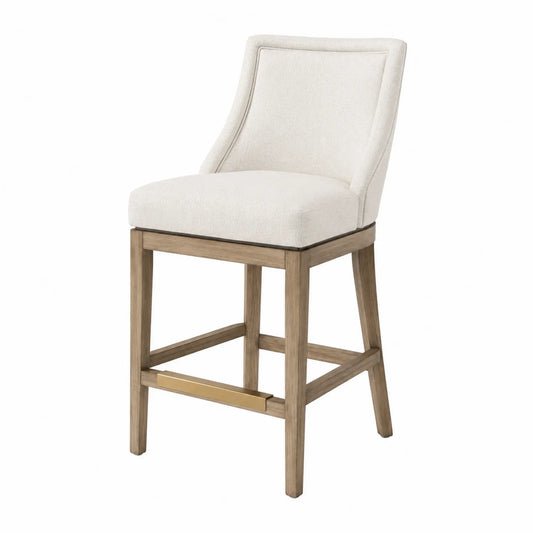 Barhocker Eiche Stoffbezug Beige