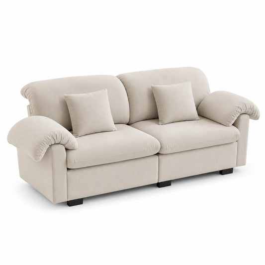 3-Sitzer Sofa Cordstoff Beige 210x90x85cm