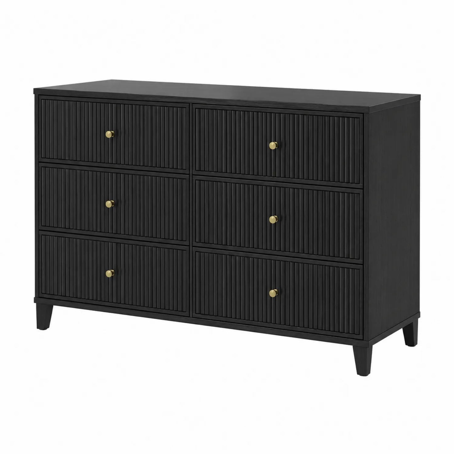 Holzkommode mit 6 Schubladen Schwarz