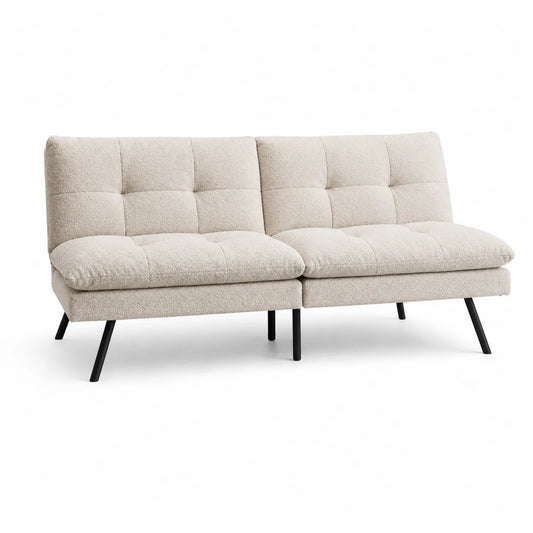 2-Sitzer Sofa Bouclé Beige mit Metallbeinen