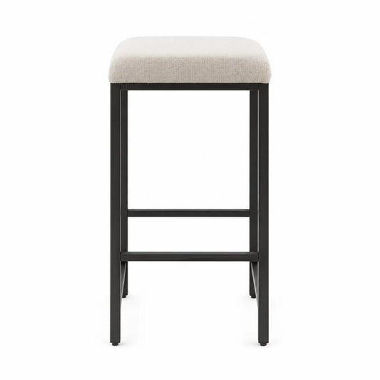 Barhocker Stahlrahmen Leinen Beige 40x40x70 cm