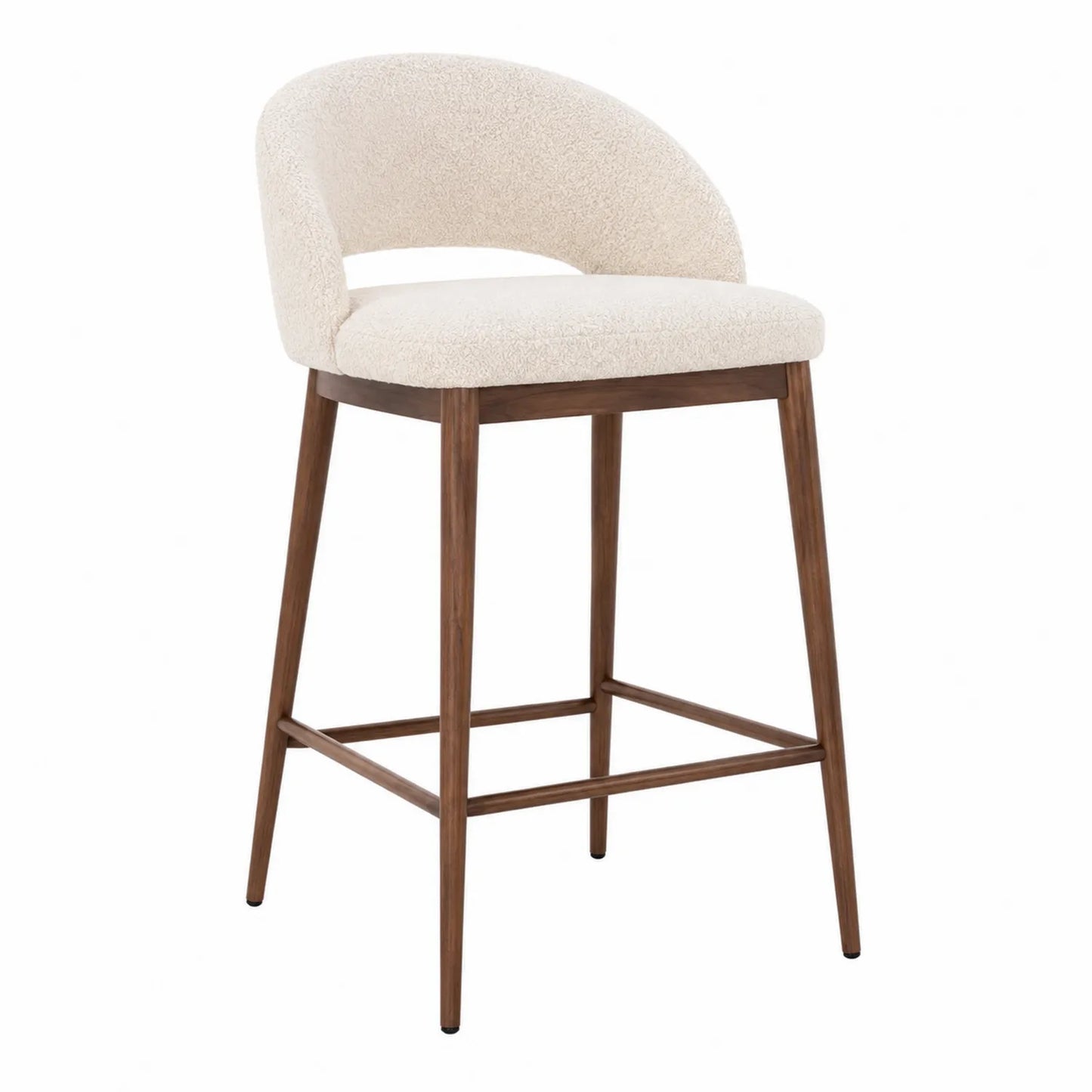 Barhocker Walnussholz Bouclé Beige 100 cm