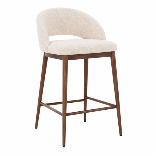 Barhocker Walnussholz Bouclé Beige 100 cm