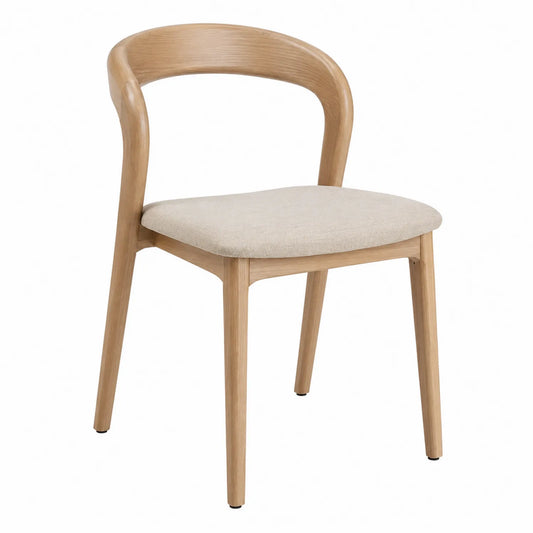 Esszimmerstuhl aus Holz mit Stoffbezug Beige