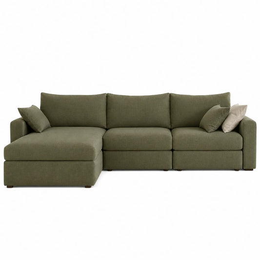 Ecksofa mit Ottomane Stoff Grün